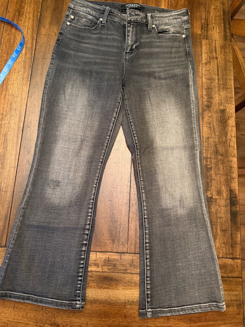 Gray faded jeans